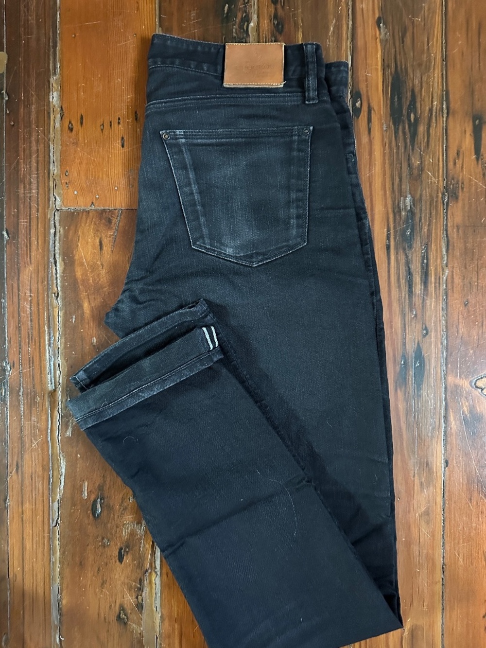 Shockoe Atelier Slim Candiani Black Selvedge Denim, Size 33